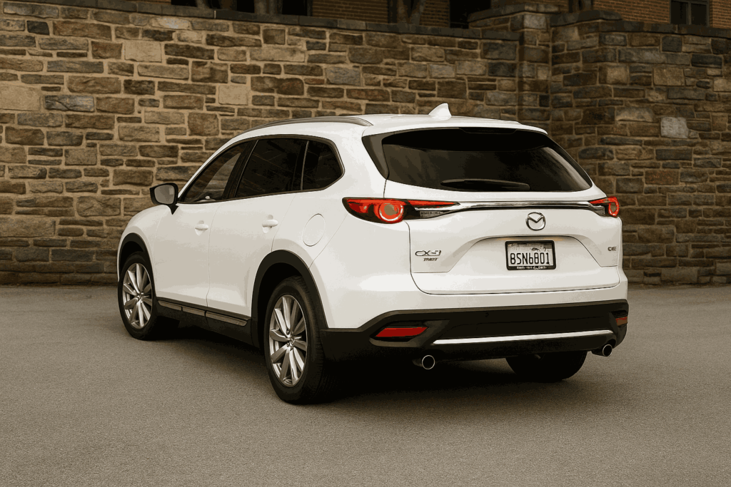 mazda cx 9 against stone wall