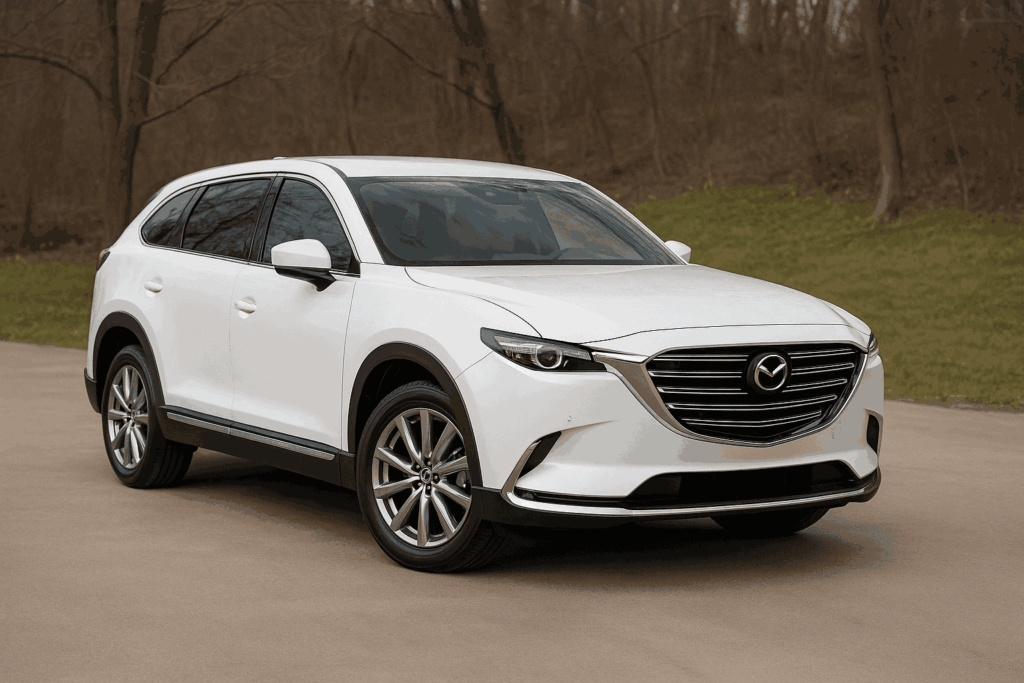 mazda cx 9 under overcast skies