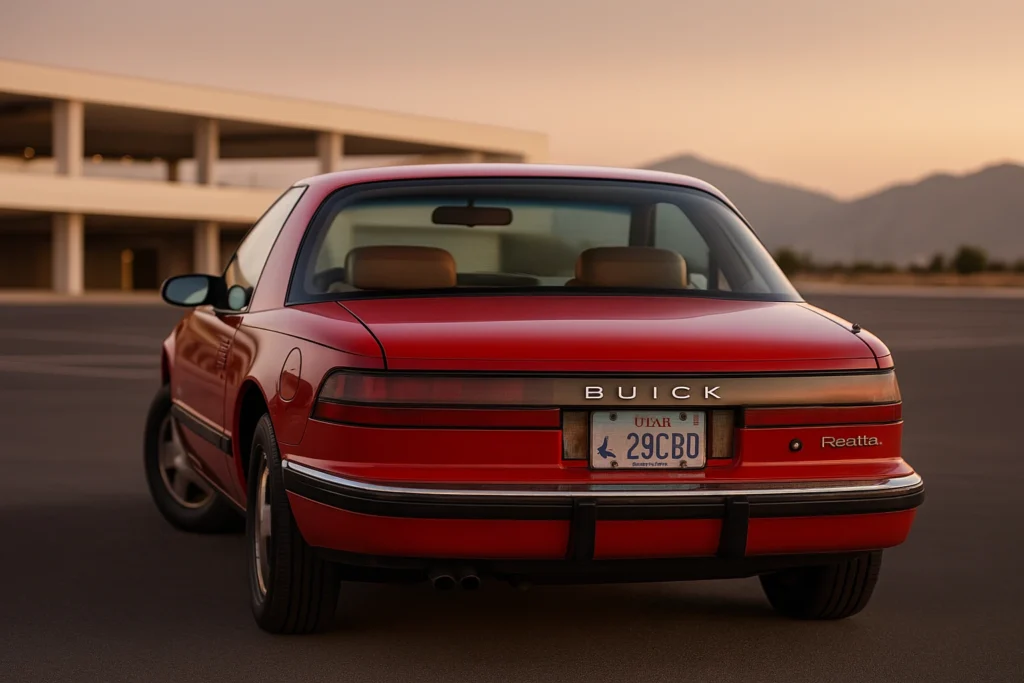 A red 1988 Buick Reatta parked in a parking lot emphasizing its distinctive style and eye catching color A red 1988 Buick Reatta parked in a parking lot emphasizing its distinctive style and eye catching color