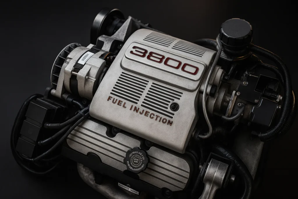 Close up of a 1988 Buick Reatta engine featuring the S500 label prominently displayed on the engine block Close up of a 1988 Buick Reatta engine featuring the S500 label prominently displayed on the engine block