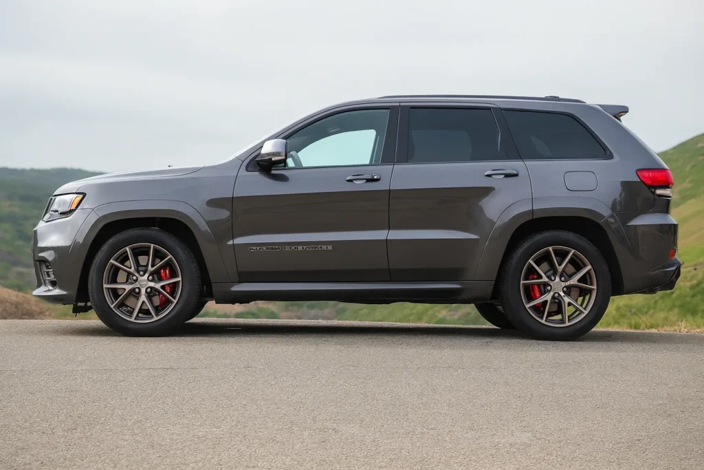 2017 Jeep Grand Cherokee SRT showcasing a sleek side profile with sporty lines and aggressive stance 2017 Jeep Grand Cherokee SRT showcasing a sleek side profile with sporty lines and aggressive stance
