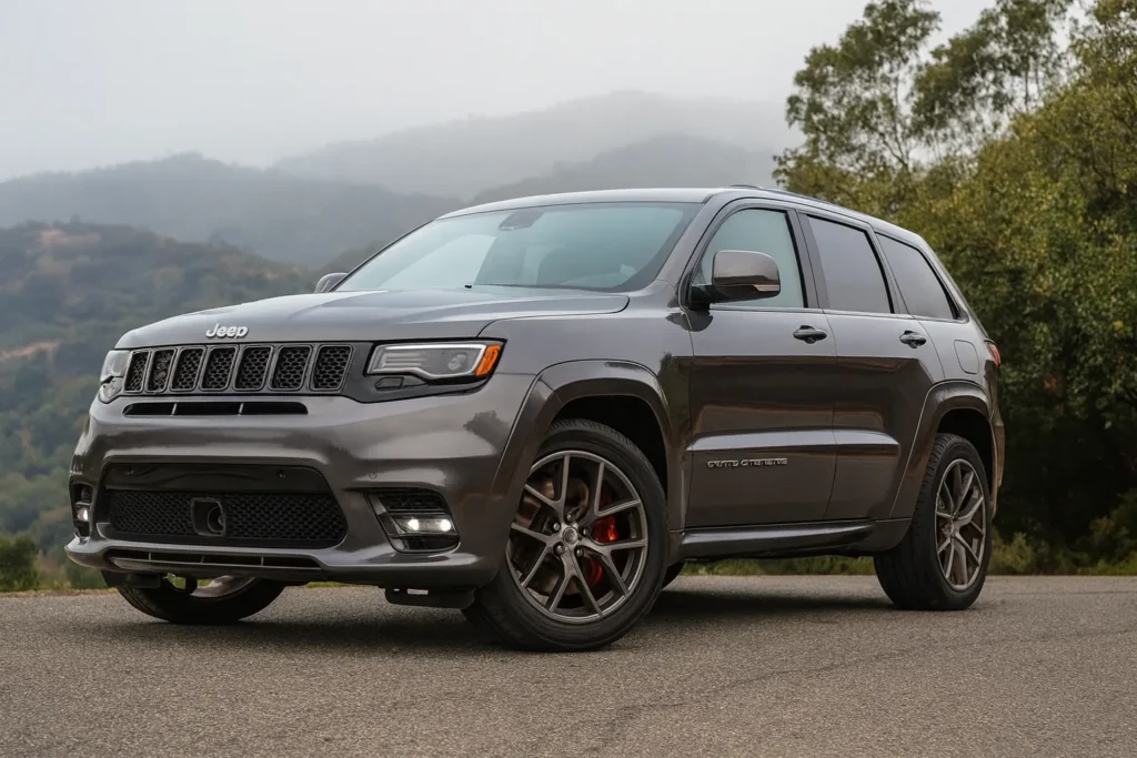2017 Jeep Grand Cherokee SRT showcasing its sleek side profile and sporty design in a vibrant color 2017 Jeep Grand Cherokee SRT showcasing its sleek side profile and sporty design in a vibrant color