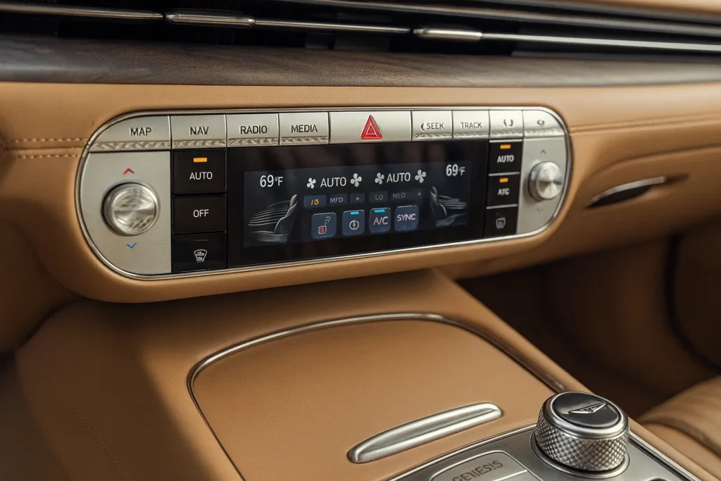 2025 Genesis G90 interior touchscreen climate control and navigation display 2025 Genesis G90 interior touchscreen climate control and navigation display