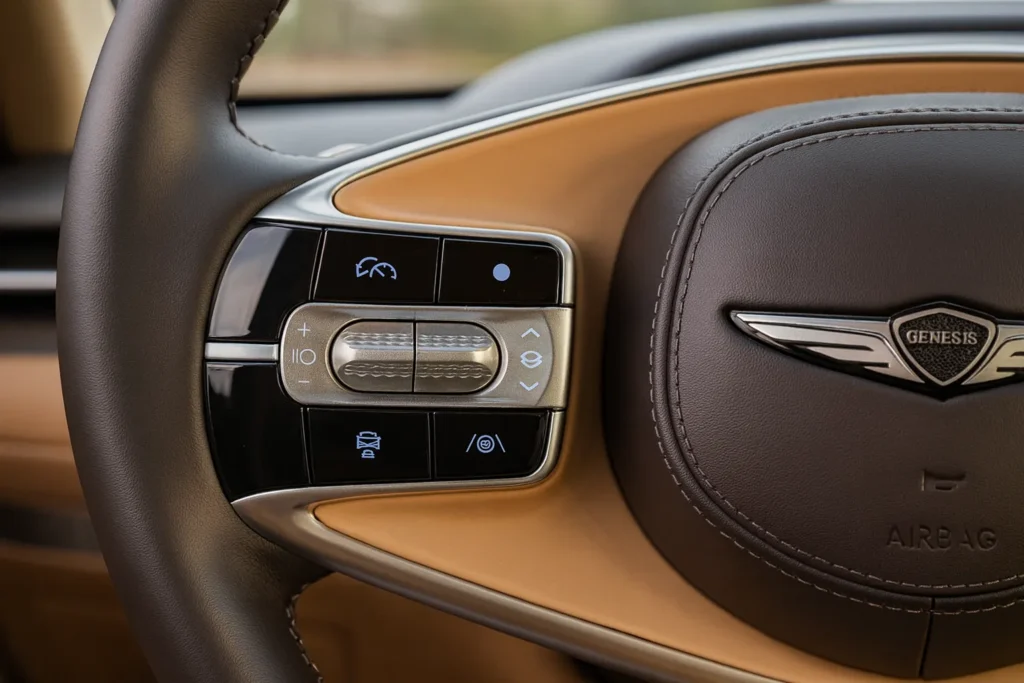 2025 Genesis G90 steering wheel left controls with cruise and lane assist 2025 Genesis G90 steering wheel left controls with cruise and lane assist