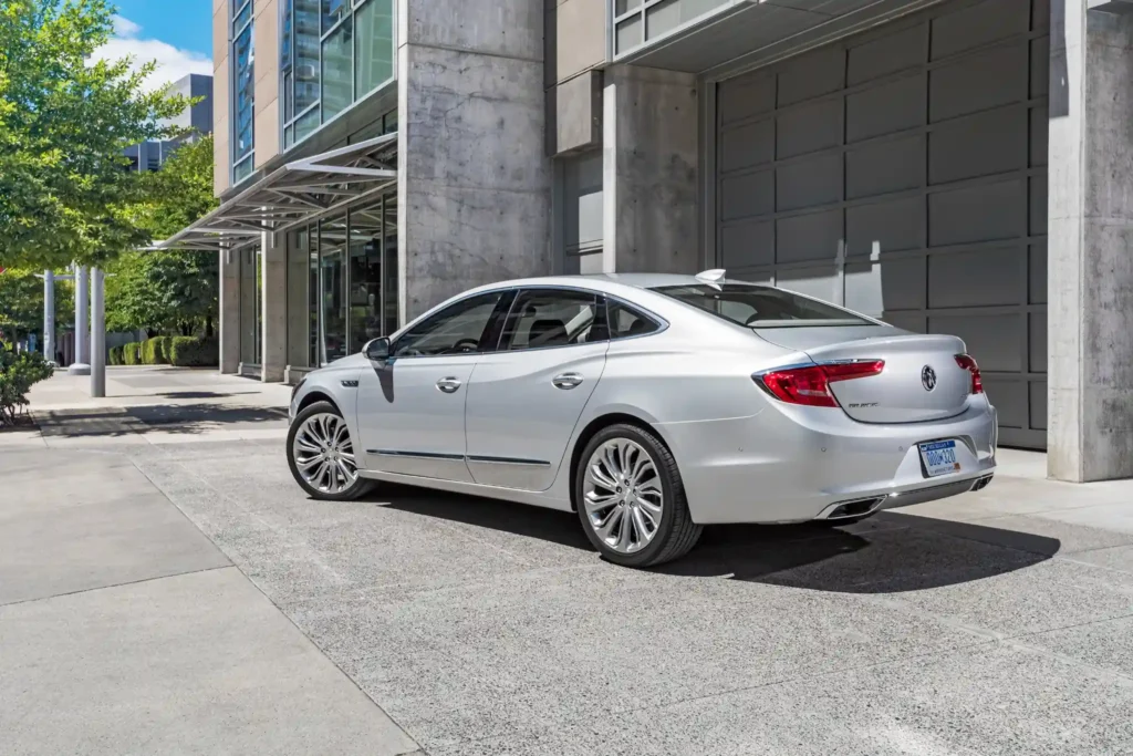 A 201 7 Buick Lacrosse parked in front of a building showcasing its sleek side profile and modern design A 201 7 Buick Lacrosse parked in front of a building showcasing its sleek side profile and modern design