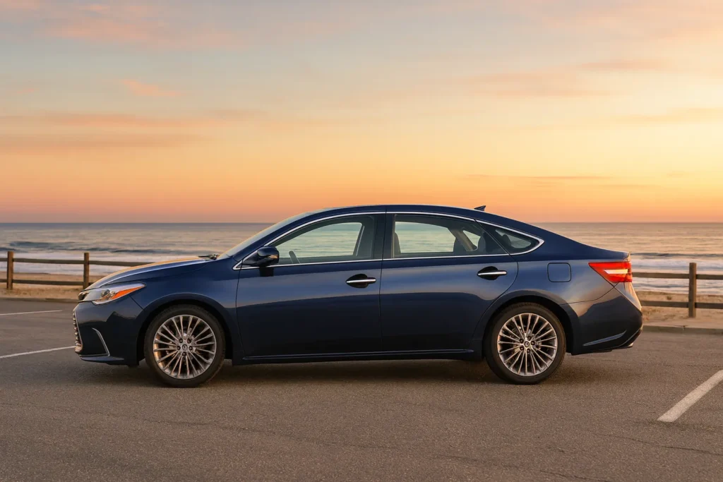 A 2017 Toyota Avalon parked in a lot showcasing its sleek side profile and modern design A 2017 Toyota Avalon parked in a lot showcasing its sleek side profile and modern design