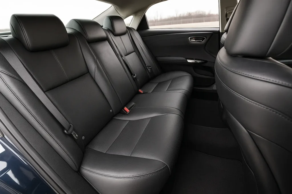 Back seats of a 2017 Toyota Avalon featuring plush upholstery and ample legroom for passengers Back seats of a 2017 Toyota Avalon featuring plush upholstery and ample legroom for passengers
