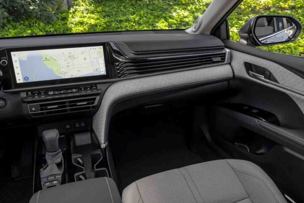 2025 Toyota Camry luxury interior with widescreen infotainment textured dash trim dual zone climate controls practical storage for daily driving 2025 Toyota Camry luxury interior with widescreen infotainment textured dash trim dual zone climate controls practical storage for daily driving