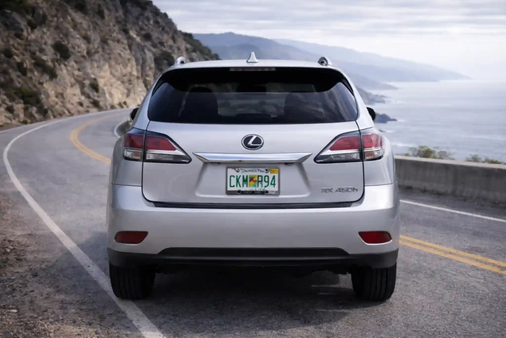 2014 Lexus RX 450h Rear View with RX 450h Badge and Spoiler 2014 Lexus RX 450h Rear View with RX 450h Badge and Spoiler