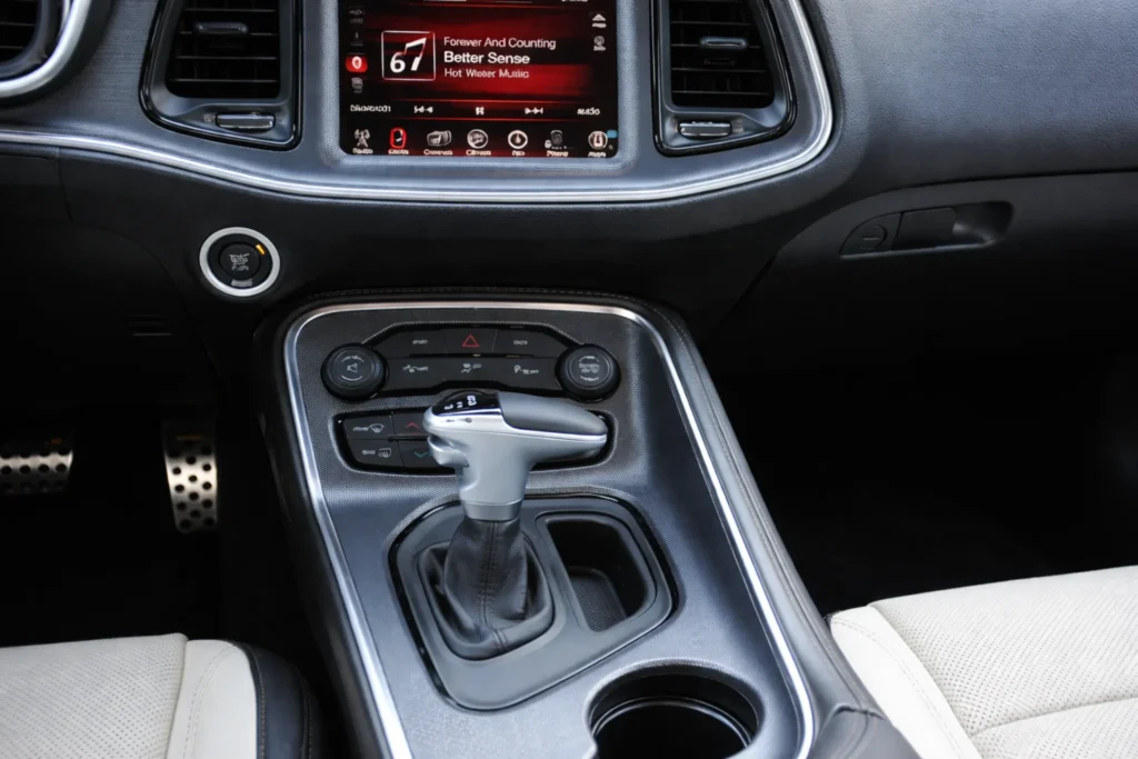 2015 Dodge Challenger SXT Center Console Shifter Close Up 2015 Dodge Challenger SXT Center Console Shifter Close Up